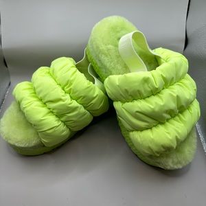 New! UGG Soft Scrunchita Sandals Neon Green Women 1140192 Size US 7 FreeShip